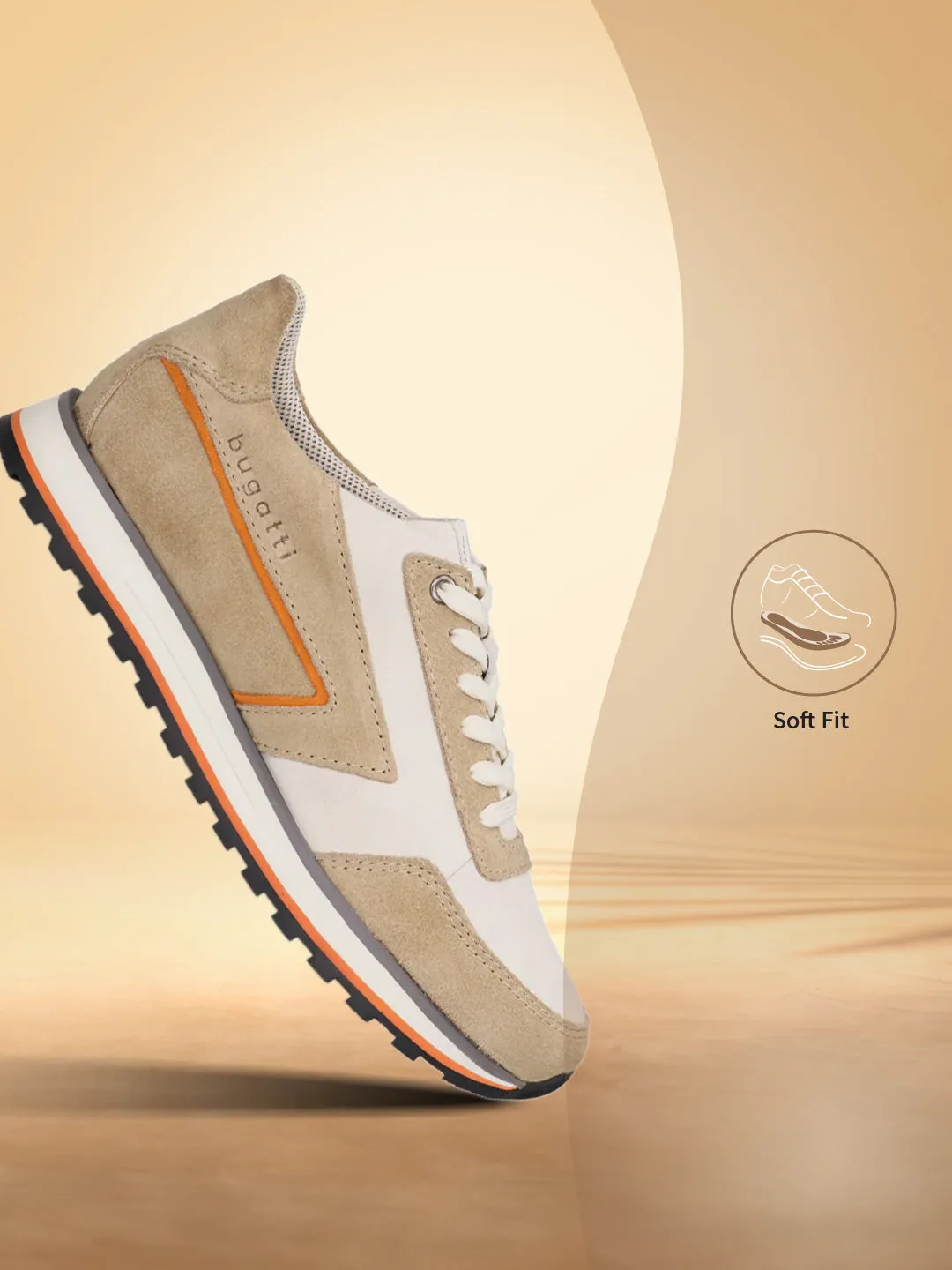 bugatti Sand & Offwhite Suede Sneakers