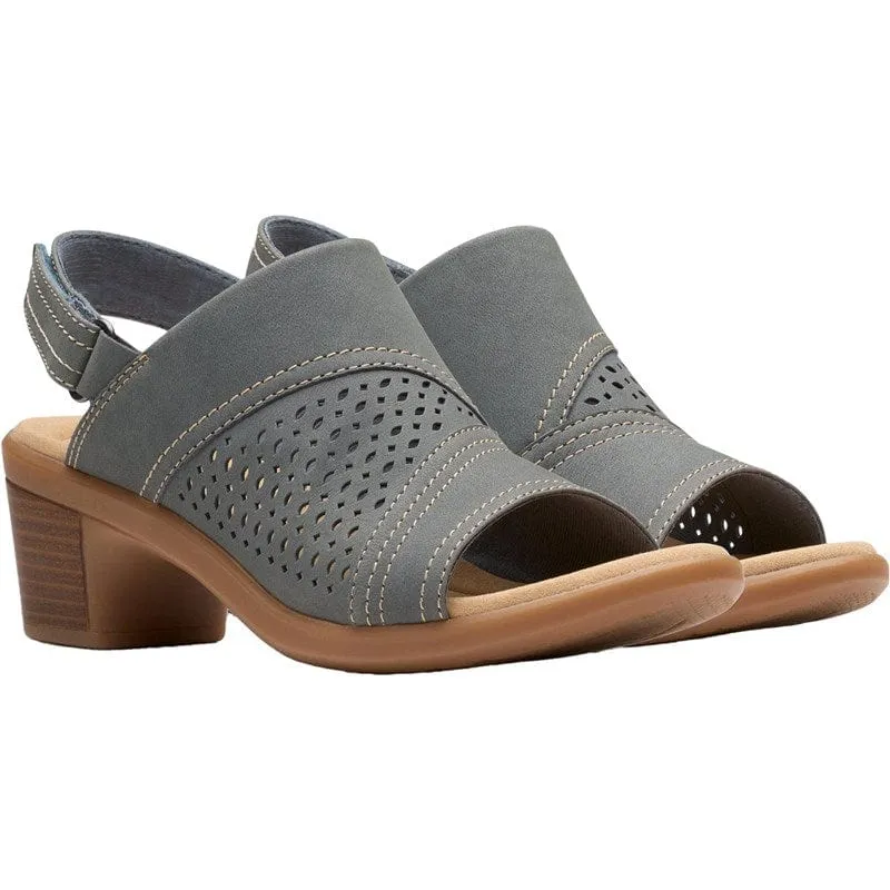 Clarks Women's Emily 2 Mist Heels- Blue Grey Nubuck