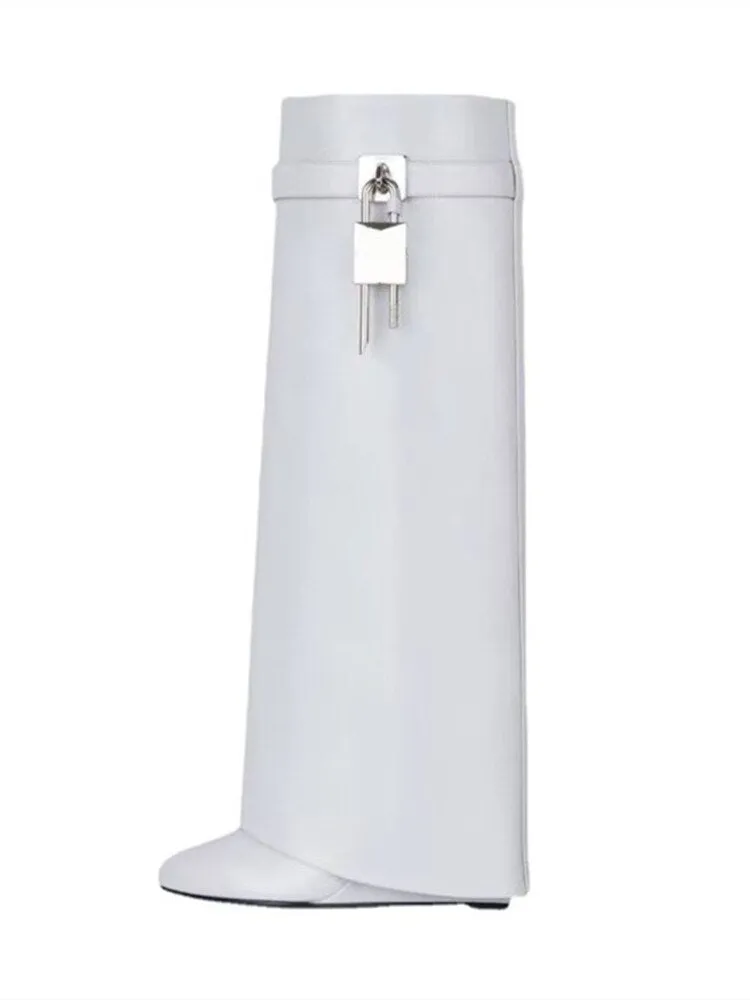 Fashion Trend Big Lock  Casual Wedge Boots