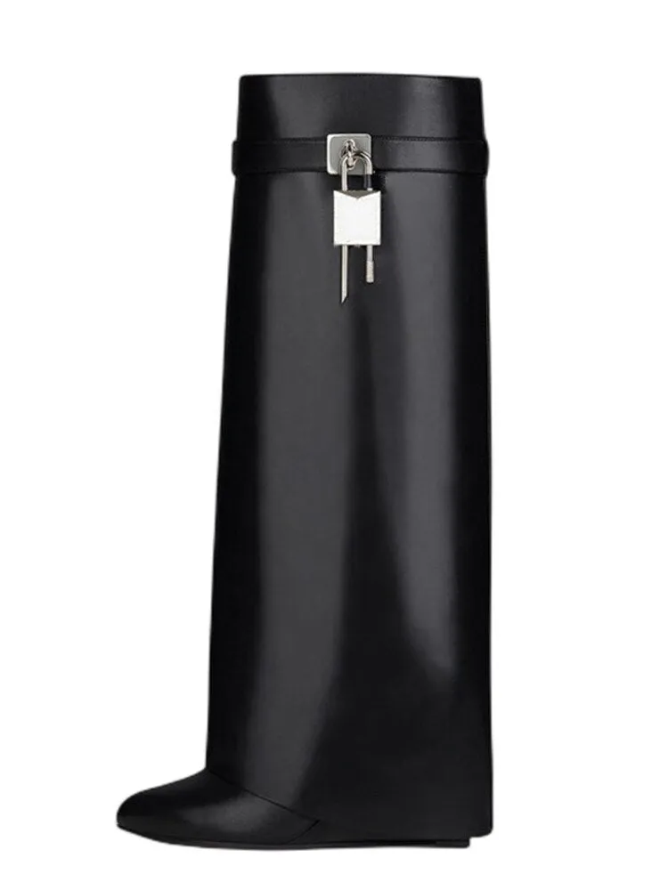 Fashion Trend Big Lock  Casual Wedge Boots