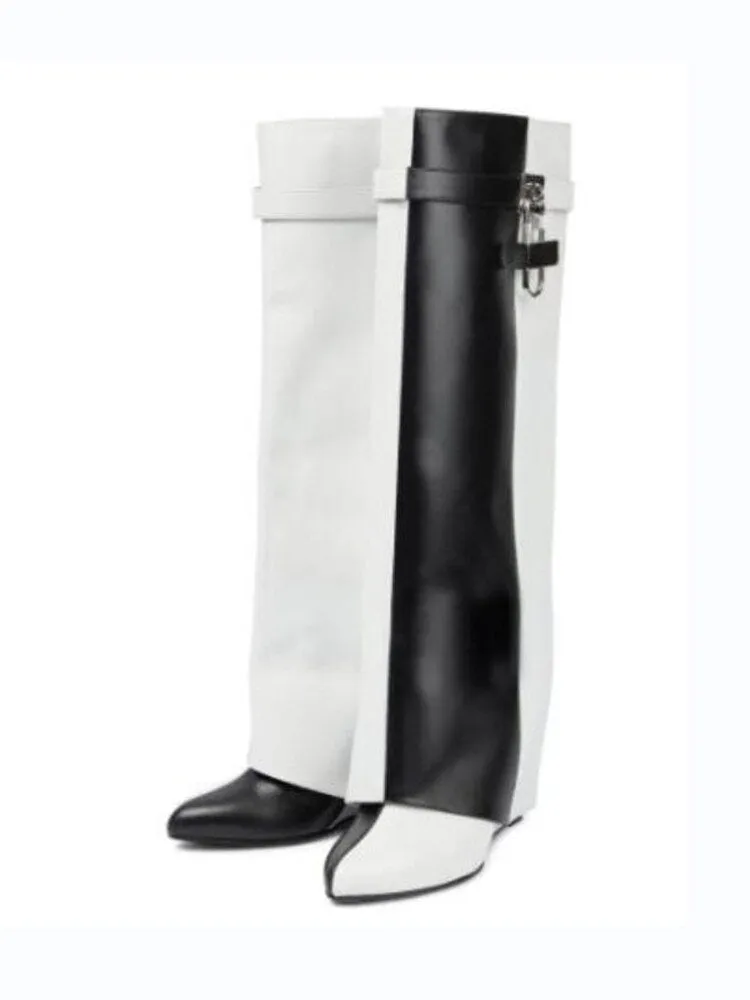 Fashion Trend Big Lock  Casual Wedge Boots