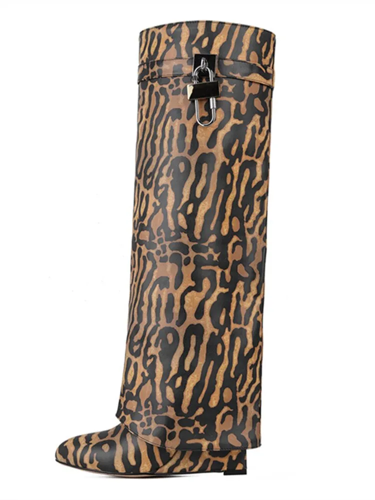 Fashion Trend Big Lock  Casual Wedge Boots