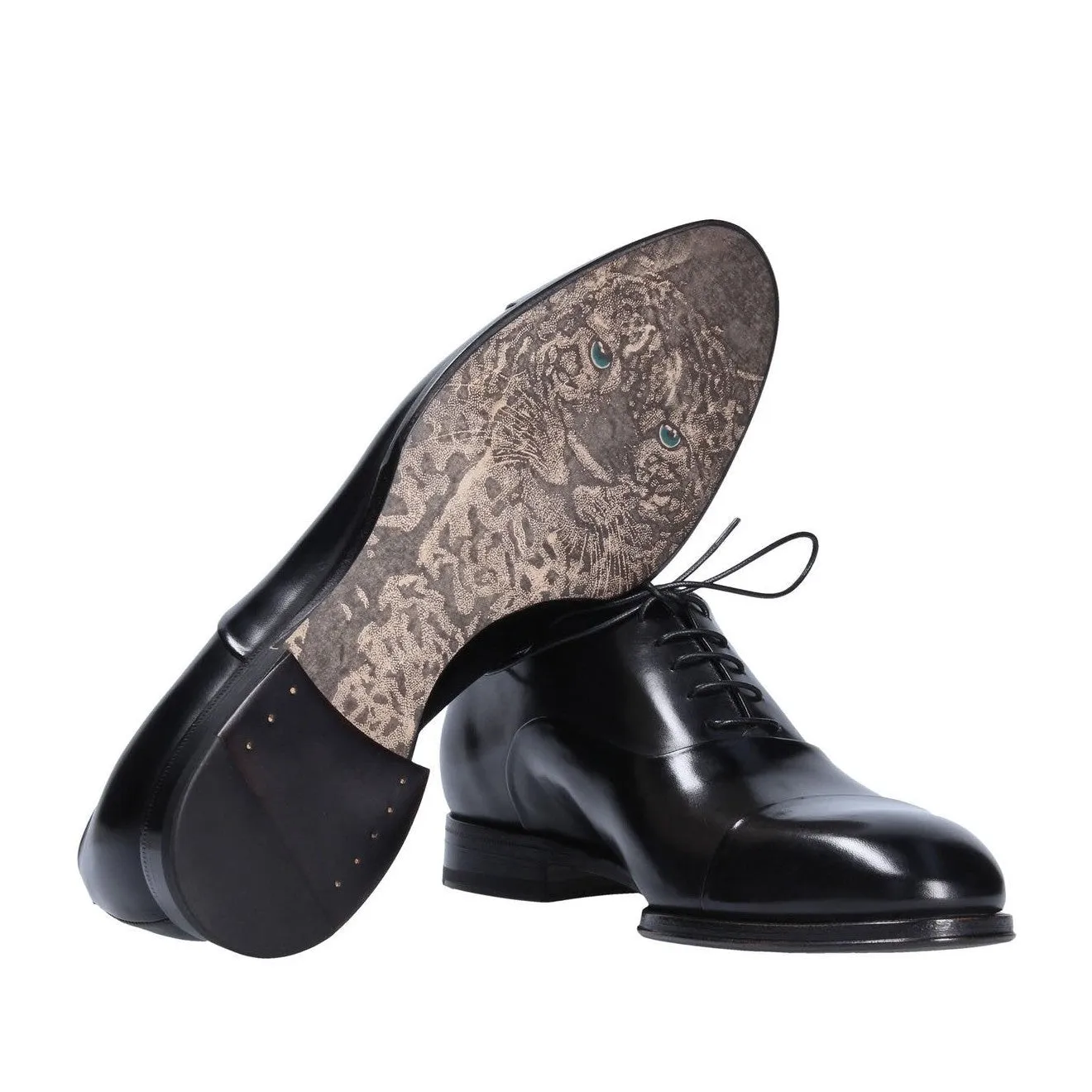 Franceschetti "Leopardus" Men's Shoes Calf-Skin Leather Hand-Painted Art Sole Cap-Toe Oxfords (FCCT1065)