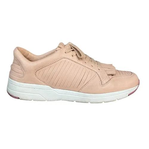 GUCCI Poudre Pink Trim Leather Fringe Lace Up Low Sneakers, Size 36.5