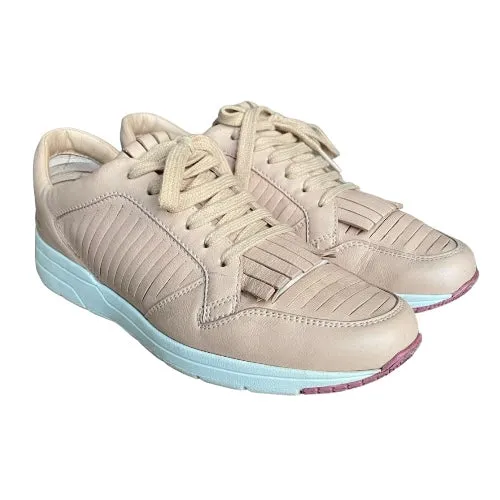 GUCCI Poudre Pink Trim Leather Fringe Lace Up Low Sneakers, Size 36.5