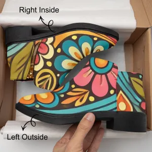 Hippie Hipster Shoe Boots, Floral 60s 70s Mod Footwear