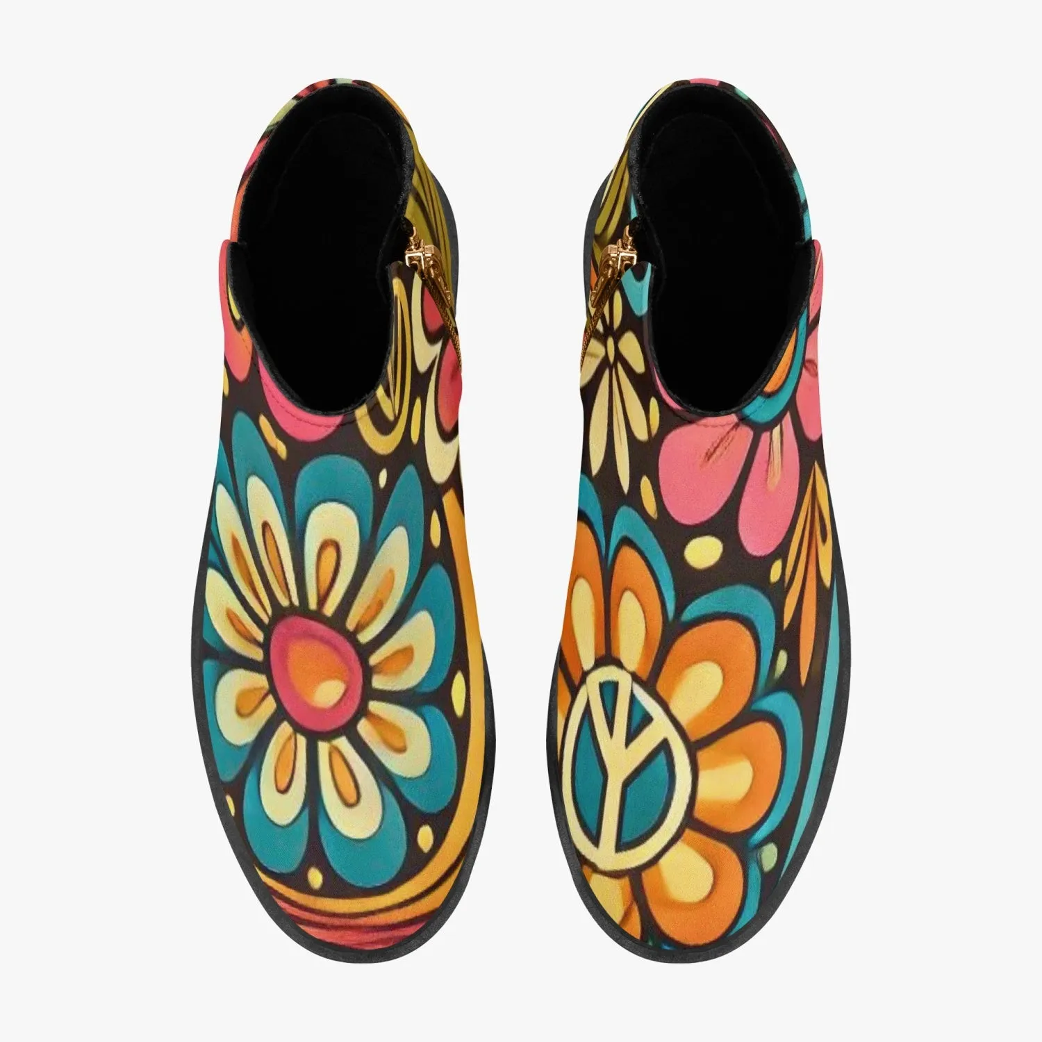 Hippie Hipster Shoe Boots, Floral 60s 70s Mod Footwear