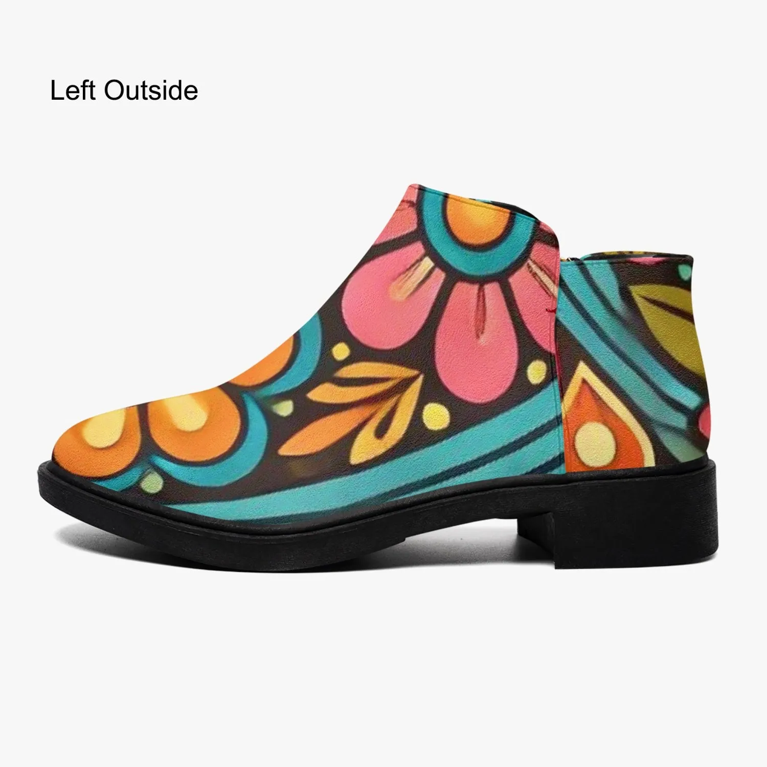 Hippie Hipster Shoe Boots, Floral 60s 70s Mod Footwear