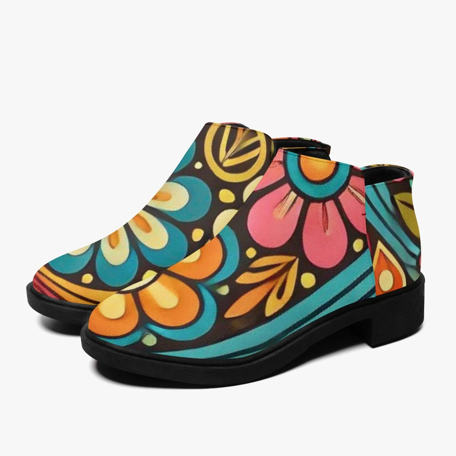 Hippie Hipster Shoe Boots, Floral 60s 70s Mod Footwear