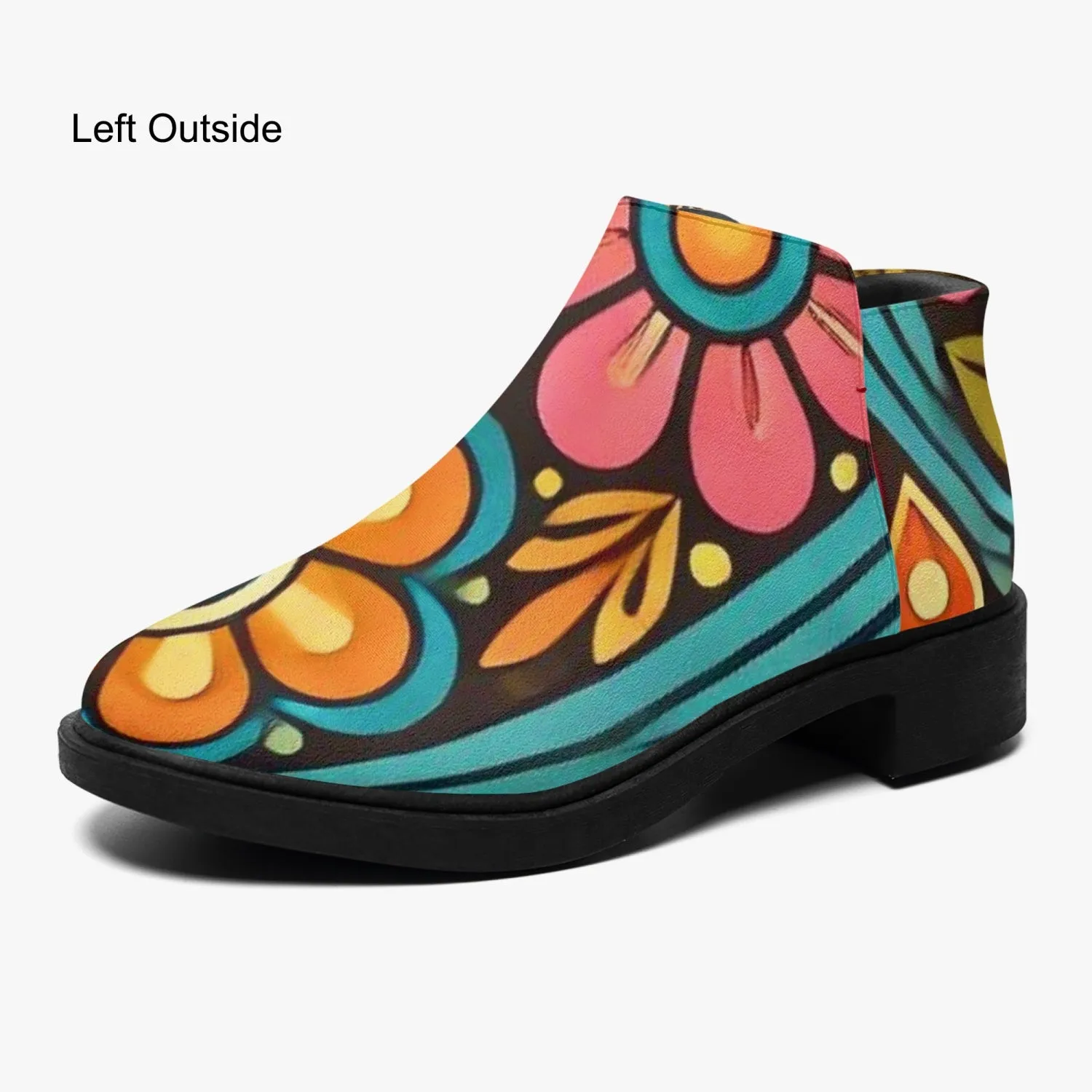 Hippie Hipster Shoe Boots, Floral 60s 70s Mod Footwear