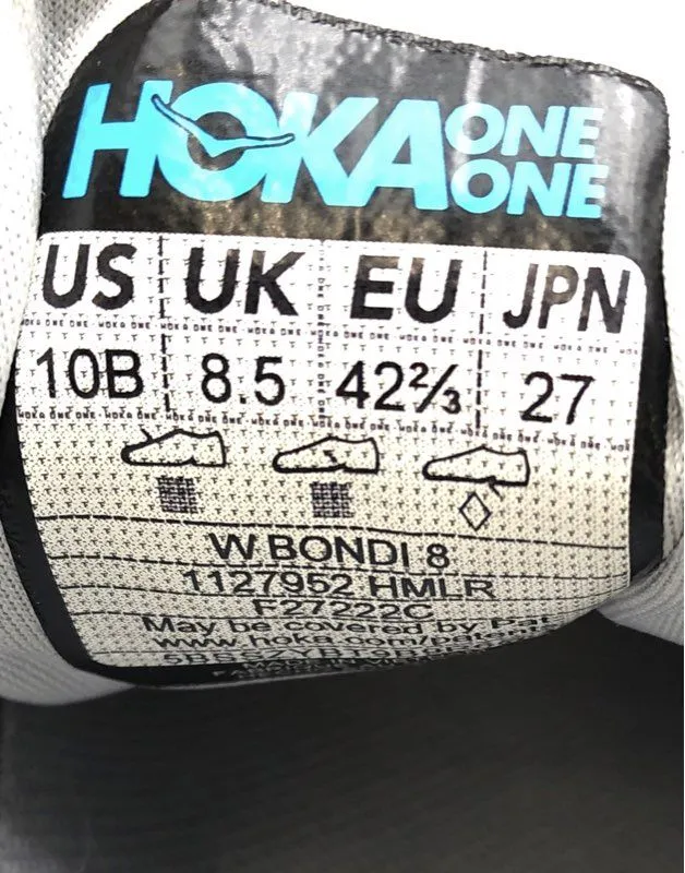 Hoka One One Women's Bondi 8 1127952 HMLR Gray Athletic Shoes - Size 10B