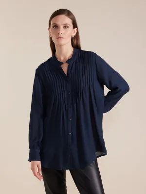 Long Sleeve Longline Pintuck Shirt