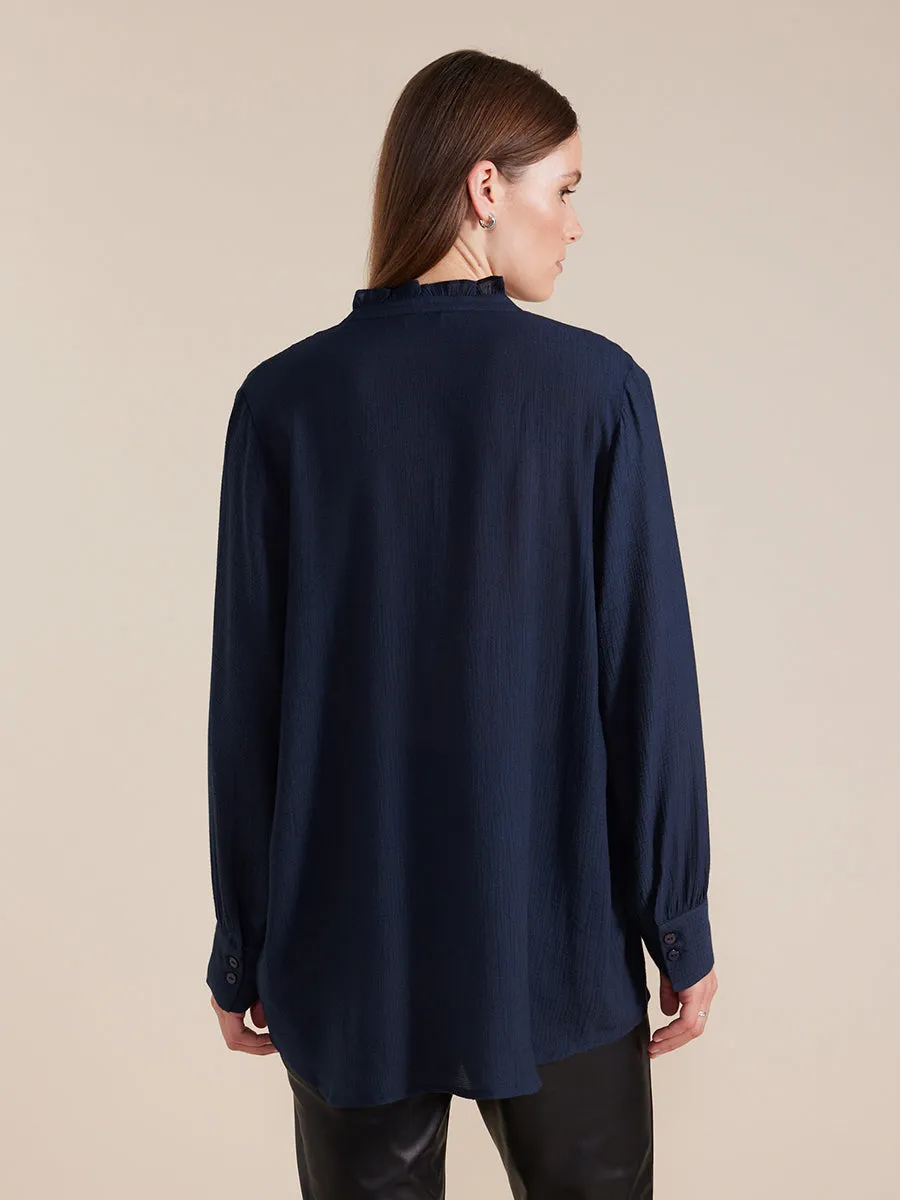 Long Sleeve Longline Pintuck Shirt