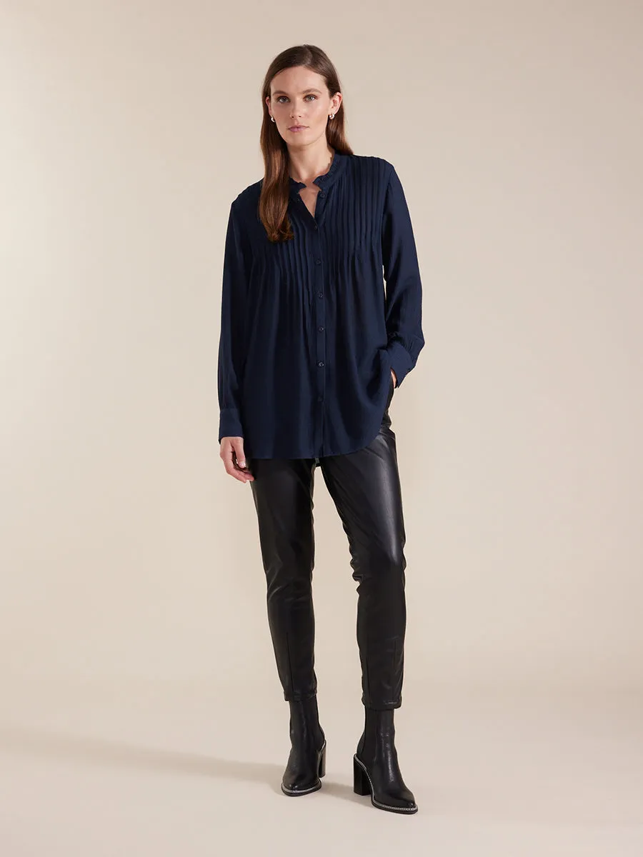 Long Sleeve Longline Pintuck Shirt