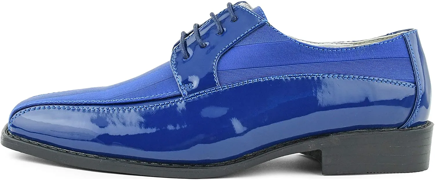 Men's Formal Royal Blue Satin Lace Up Dress Shoes