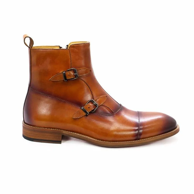 Men's Luxury Tanned Leather Ankle Height Boots