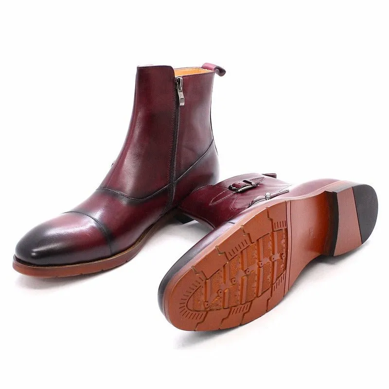 Men's Luxury Tanned Leather Ankle Height Boots