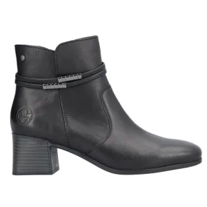 Rieker Block Heeled Ankle Boots -  70973-00  - Black