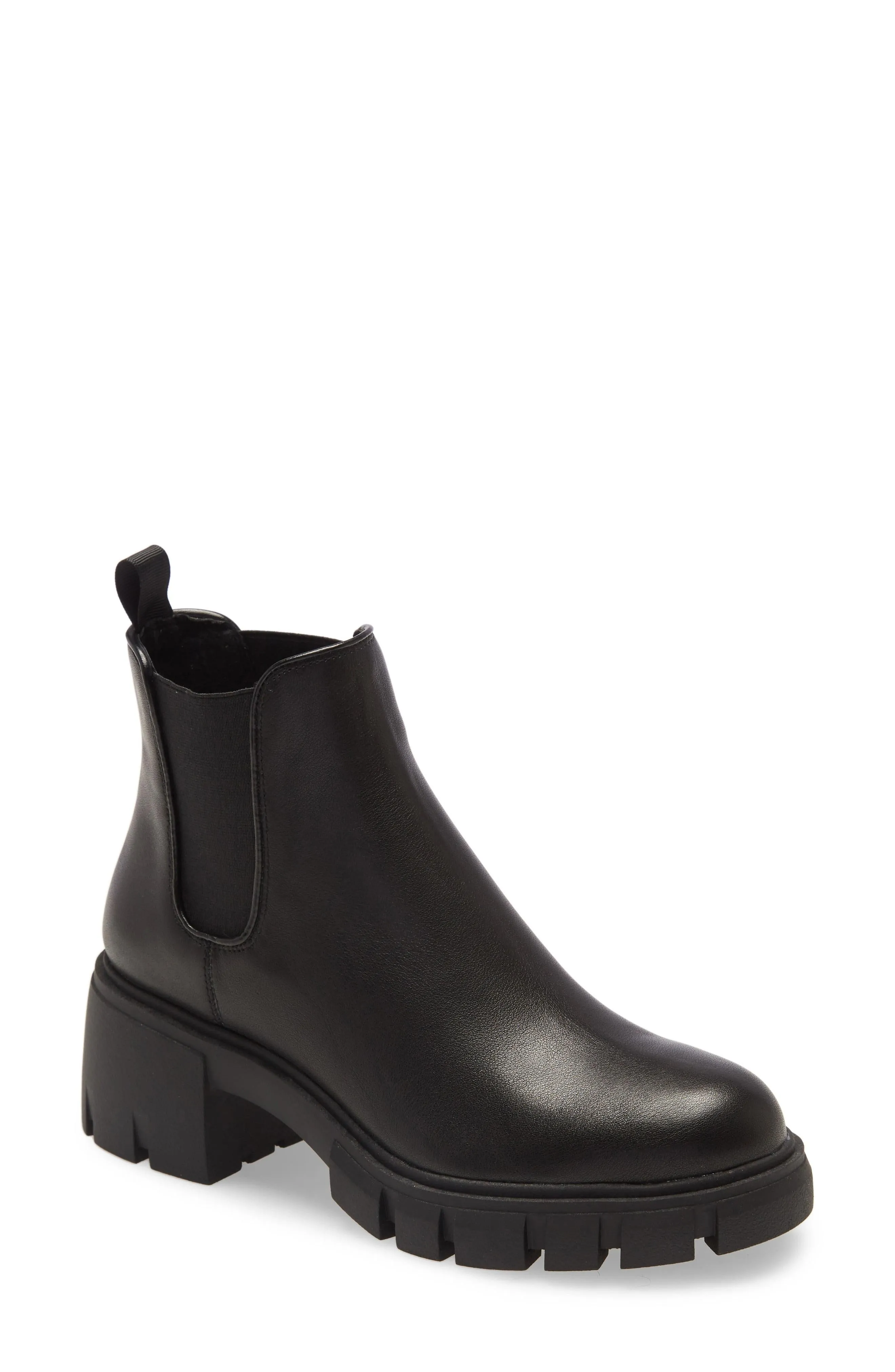 Steve Madden Women's Howler Block Heel Platform Ankle Boots Black Leather (7, BLACK)