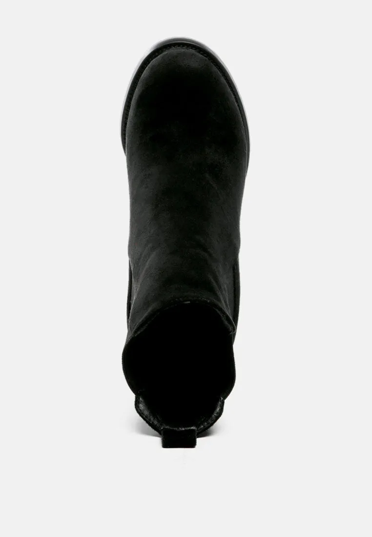 Suede block heeled boots