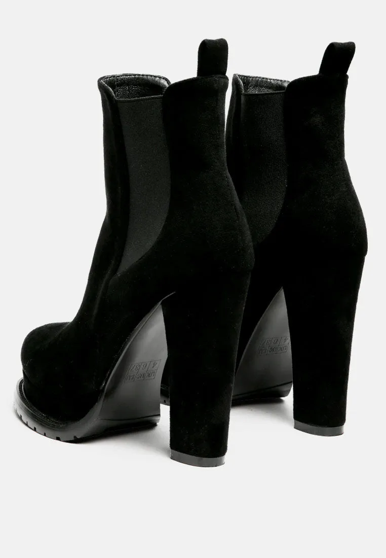 Suede block heeled boots