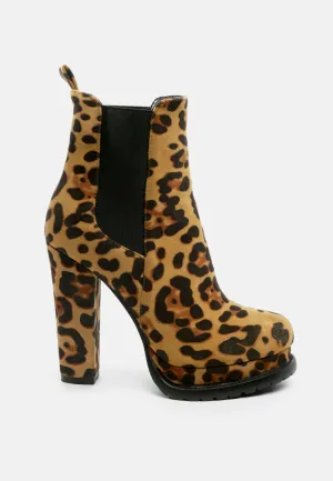 Suede block heeled boots
