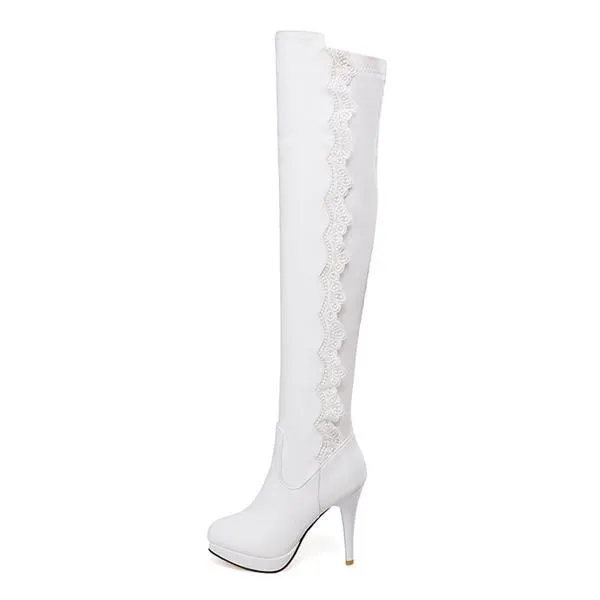 Women's Fashion Lace High Heel Over the Knee Boots 16931463S