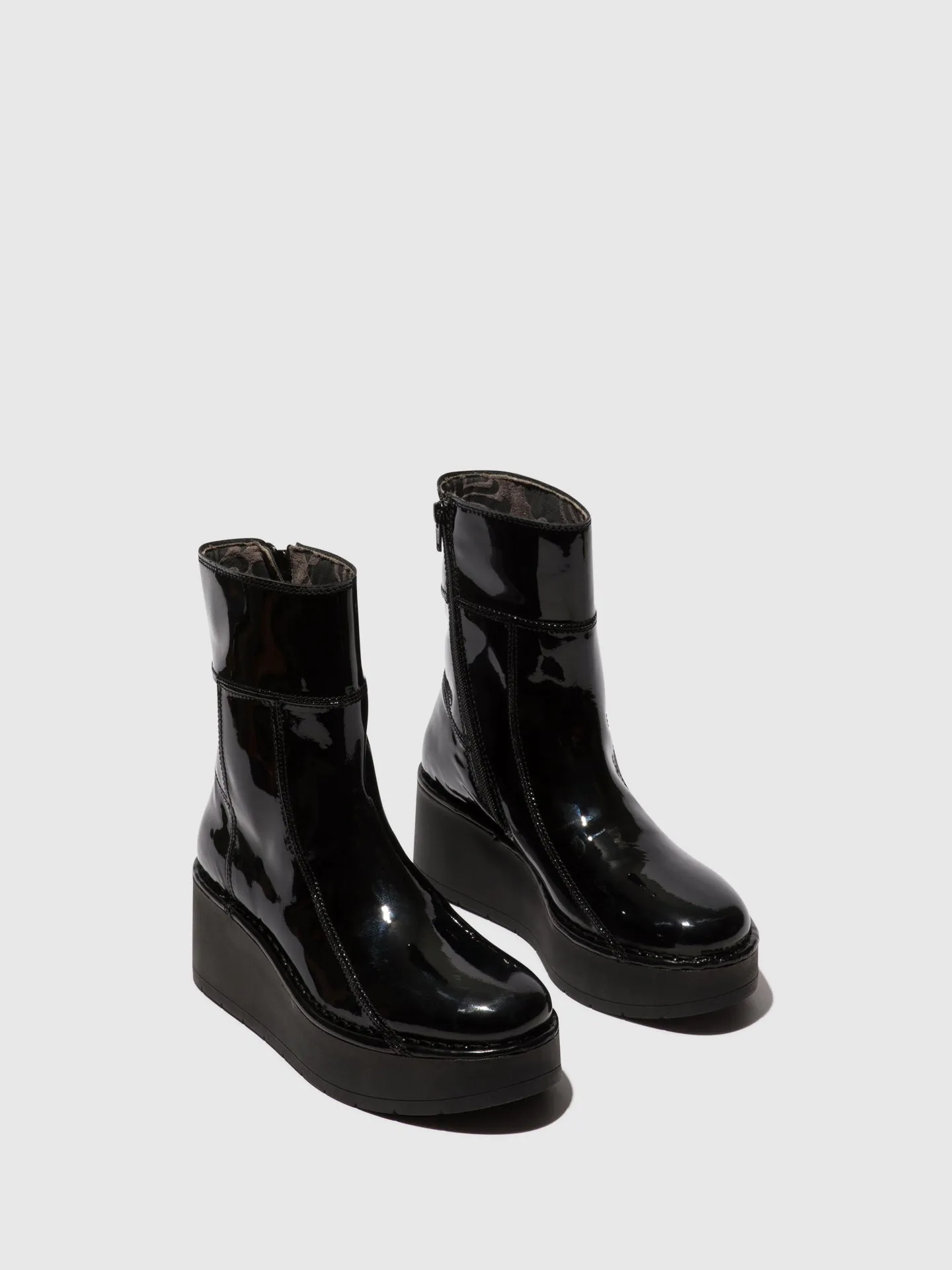 Zip Up Ankle Boots HANN248FLY ATLANTIS BLACK